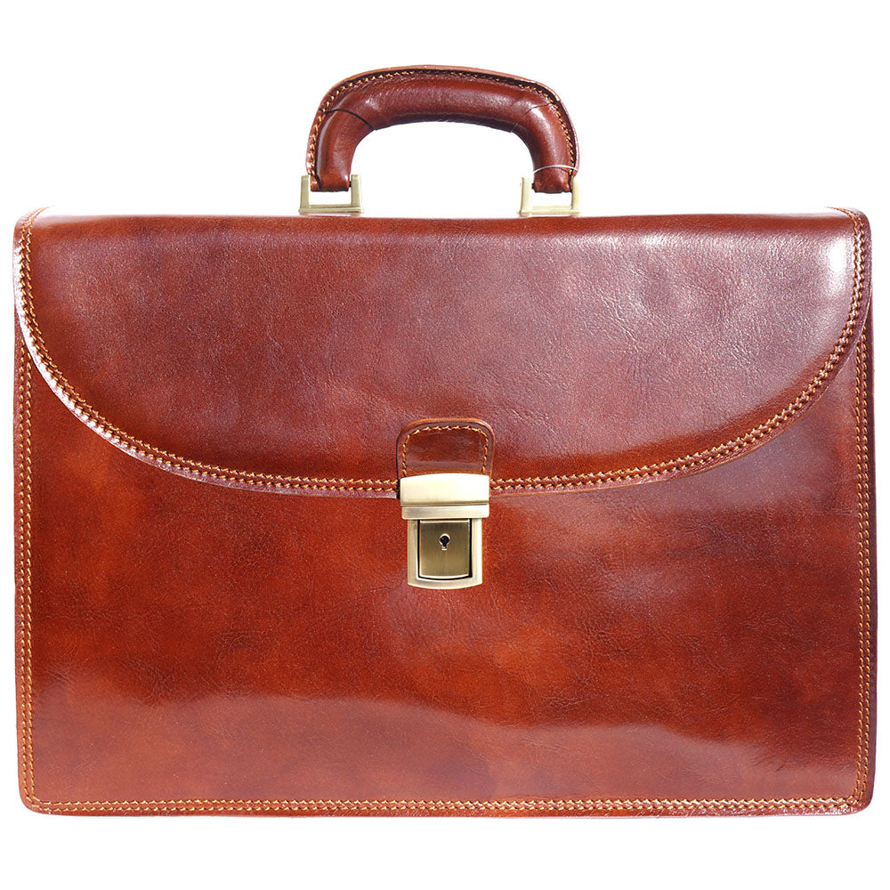 Leather briefcase with three compartments-17