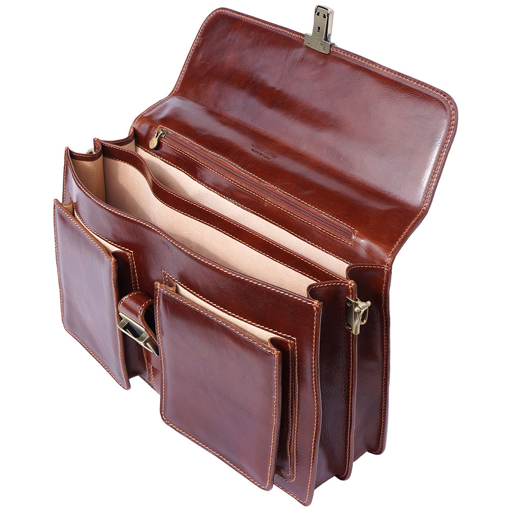 Leather briefcase with two compartments-3