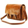 Pamela Leather Messenger Bag in Tan from Leather Italiano