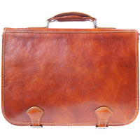 Leather briefcase in two compartments with double pockets on the front-26