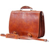 Leather briefcase in two compartments with double pockets on the front-5