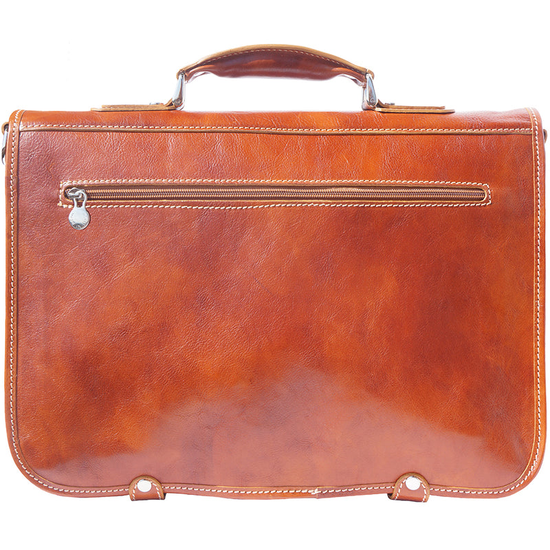 Leather briefcase in two compartments with double pockets on the front-6