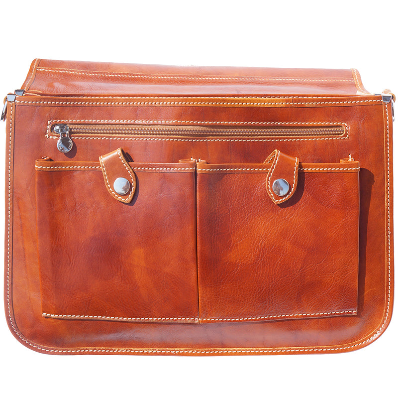 Leather briefcase in two compartments with double pockets on the front-8