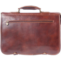 Leather briefcase in two compartments with double pockets on the front-1