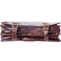 Leather briefcase in two compartments with double pockets on the front-2