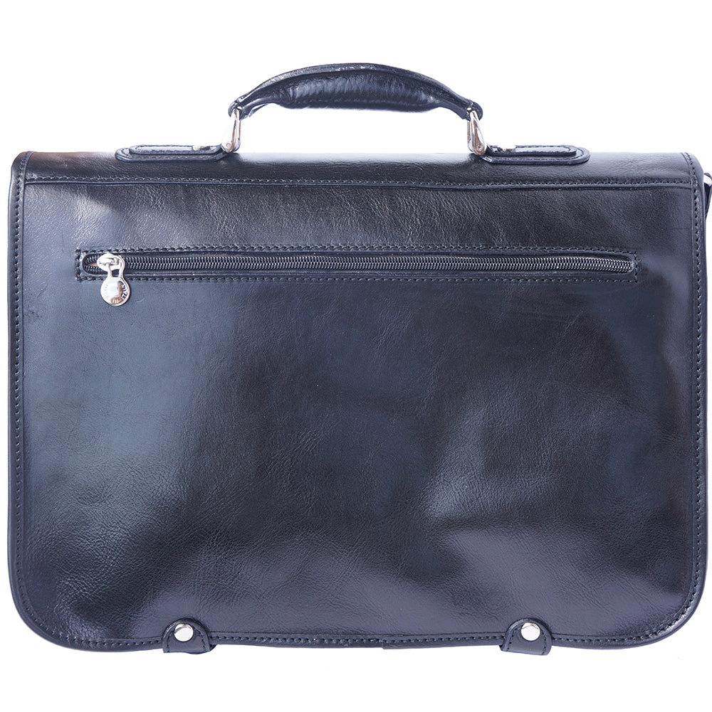 mens black leather briefcase with pockets