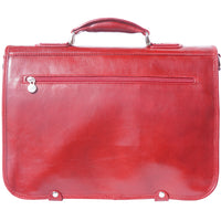 Leather briefcase in two compartments with double pockets on the front-16