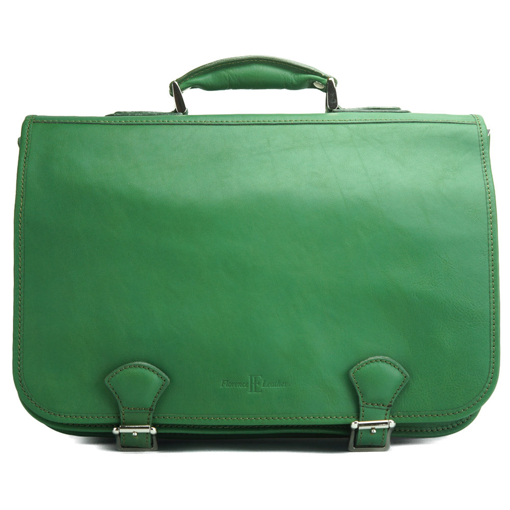 Leather briefcase in two compartments with double pockets on the front-30