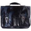 Leather briefcase with two compartments in black