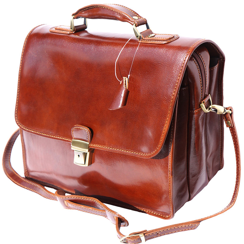 Leather briefcase with Laptop compartment inside-14