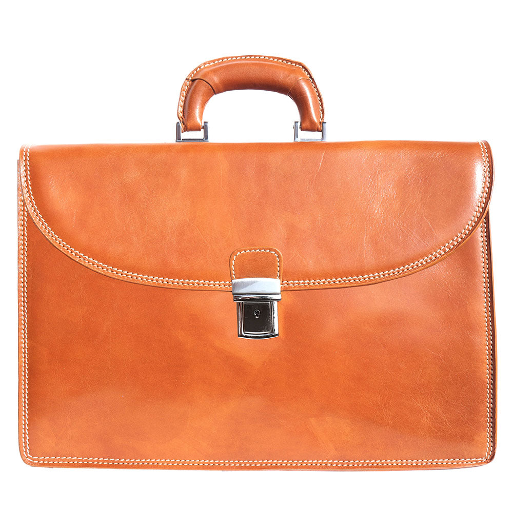 Genuine leather briefcase with three compartments-28