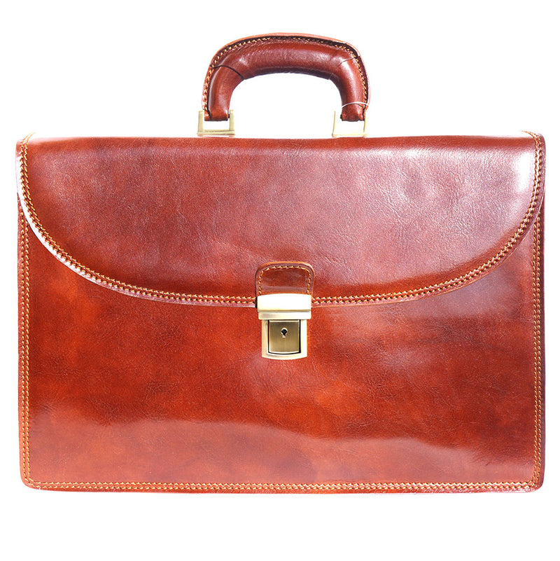 Genuine leather briefcase with three compartments-29
