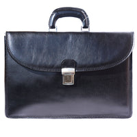 Genuine leather briefcase with three compartments-31
