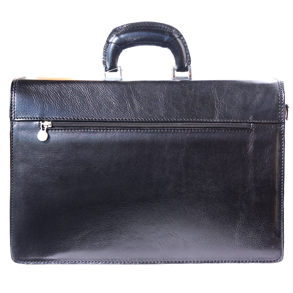 Genuine leather briefcase with three compartments-21