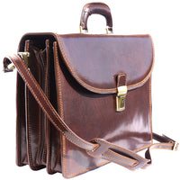 Genuine leather briefcase with three compartments-14
