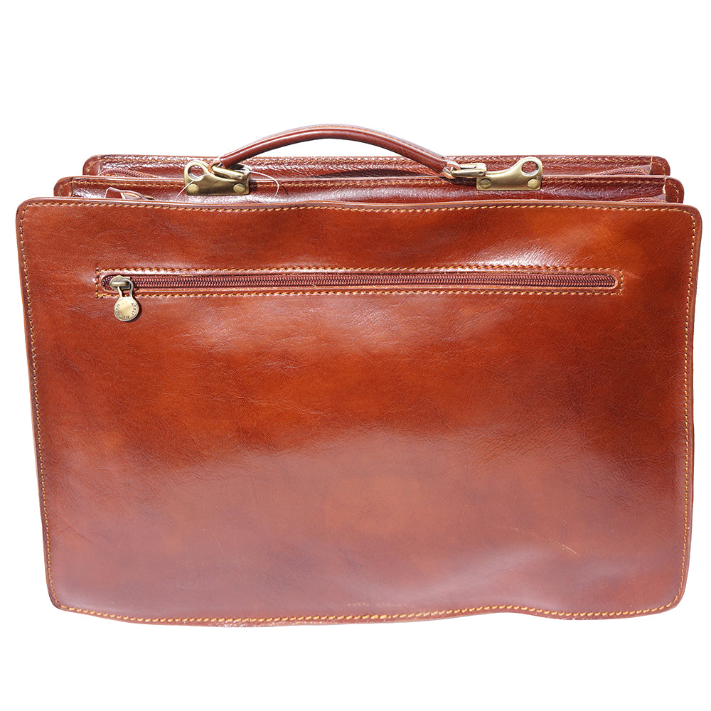 Leather briefcase Business class with two compartments-13
