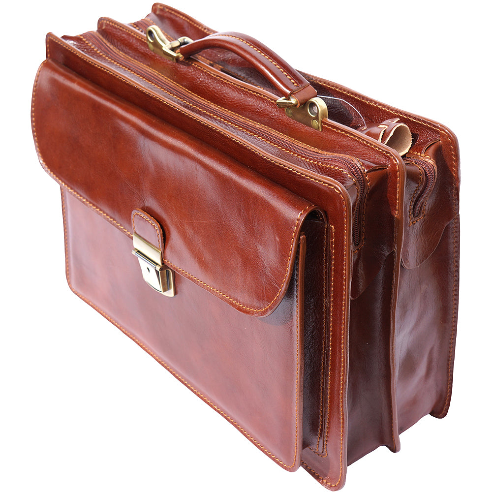 Leather briefcase Business class with two compartments-15