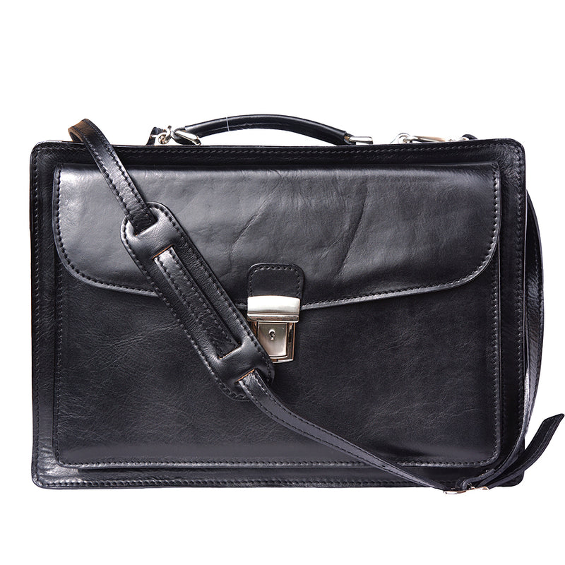 Leather briefcase Business class with two compartments-24