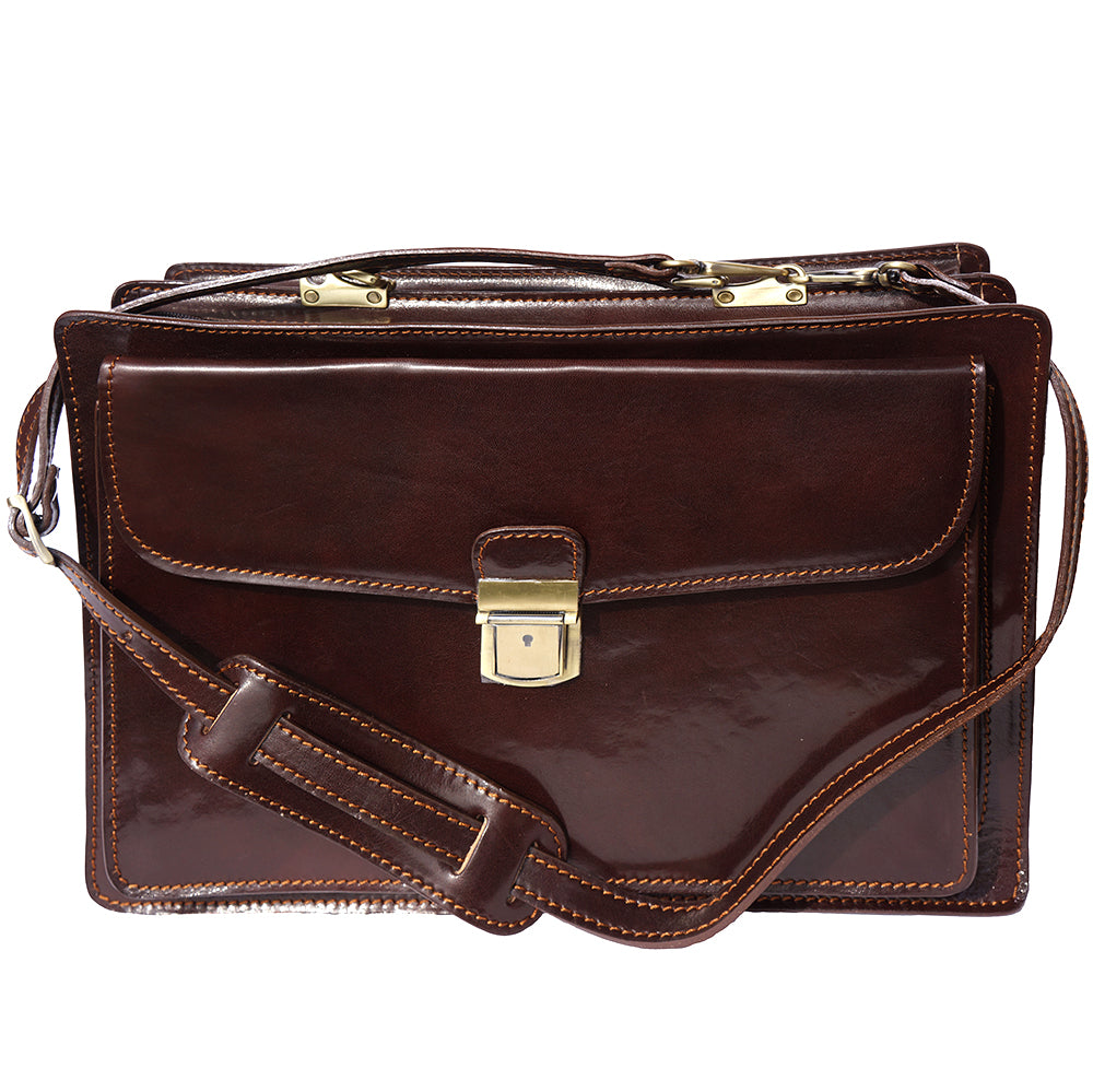 Leather briefcase Business class with two compartments-27