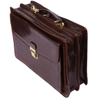 Leather briefcase Business class with two compartments-20