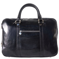16 inch black leather briefcase - Gianpaolo