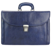 Leather Business Briefcase Beniamino with front pocket-37
