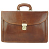 Leather Business Briefcase Beniamino with front pocket-39