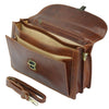 Leather Business Briefcase Beniamino with front pocket-21