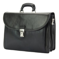 Leather Business Briefcase Beniamino with front pocket-1