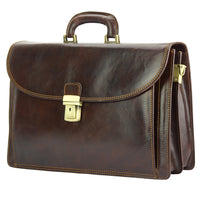 Leather Business Briefcase Beniamino with front pocket-31