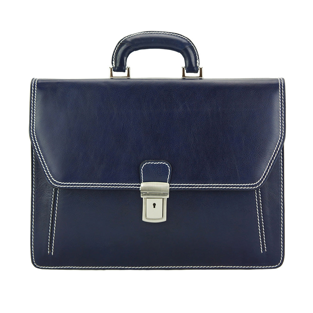 Corrado Leather Briefcase in blue