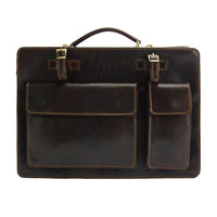 Unisex black leather business briefcase