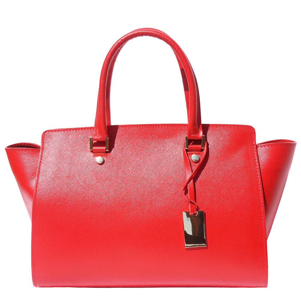 Nicoletta red leather shopping bag