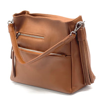 Evelyn leather shoulder bag in light brown