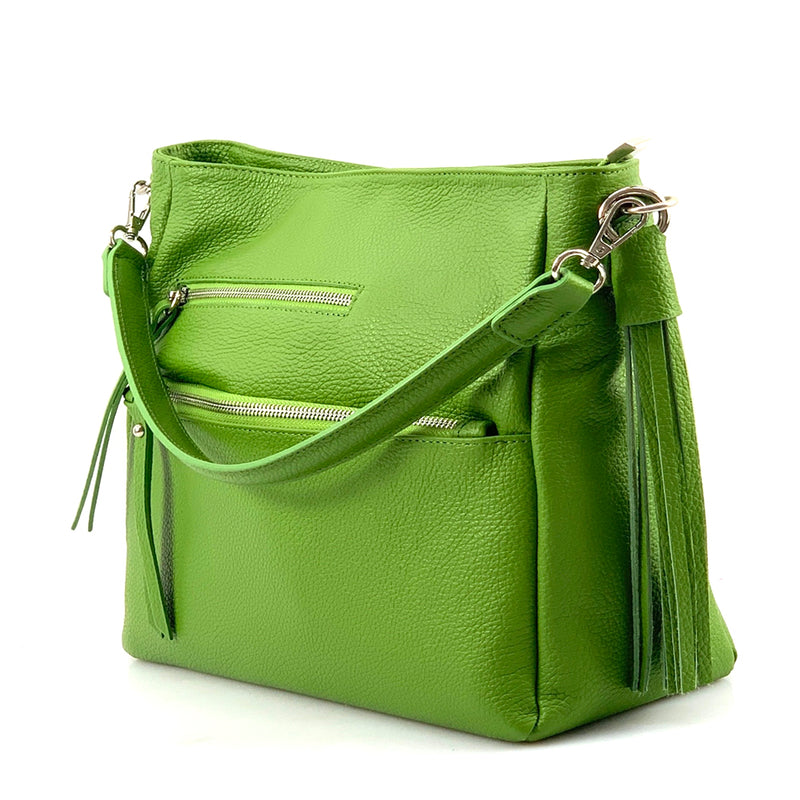Evelyn leather shoulder bag in green