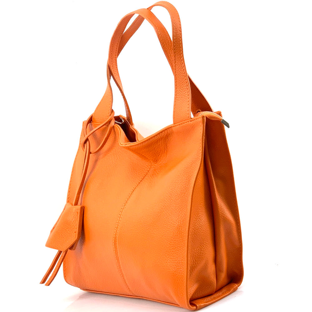 Zoe leather shoulder bag in orange