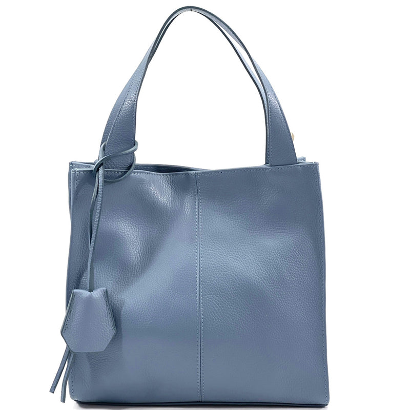 Zoe leather shoulder bag in blue