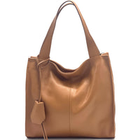 Zoe leather shoulder bag in tan