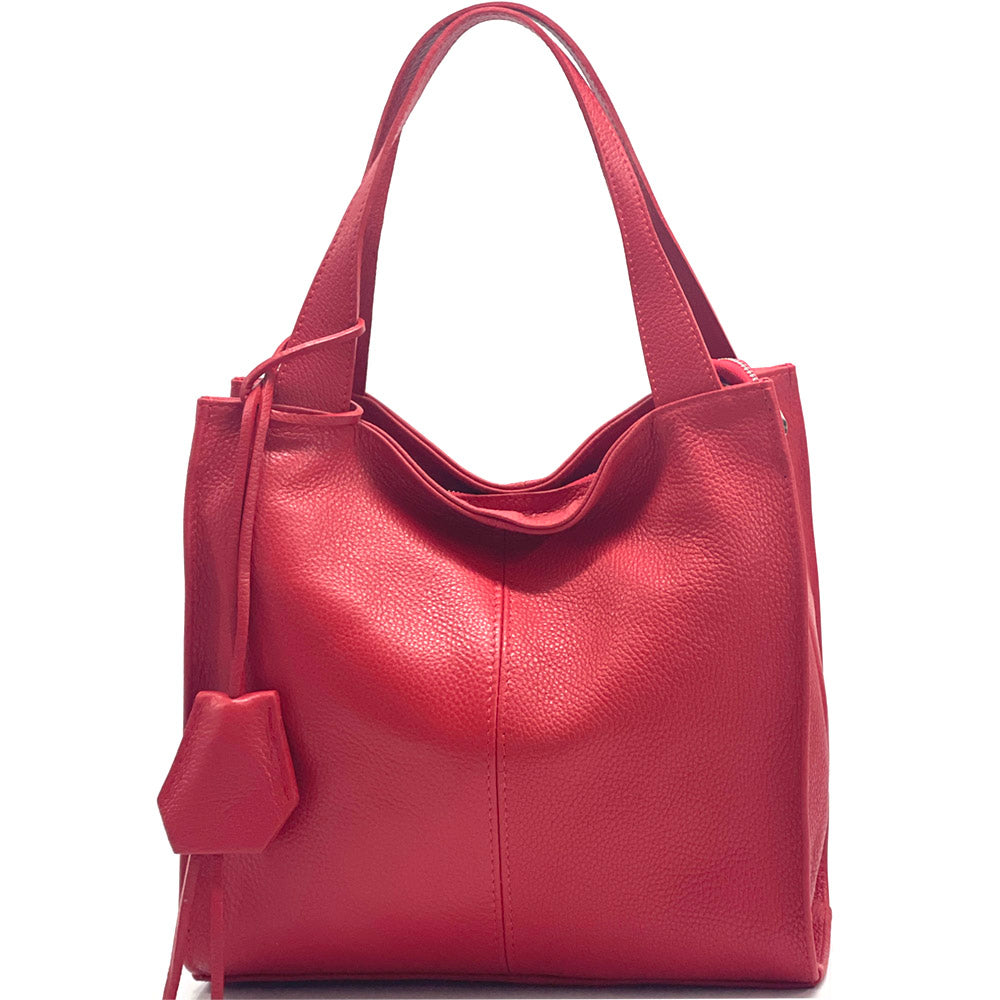 Zoe genuine leather hobo bag in the color red