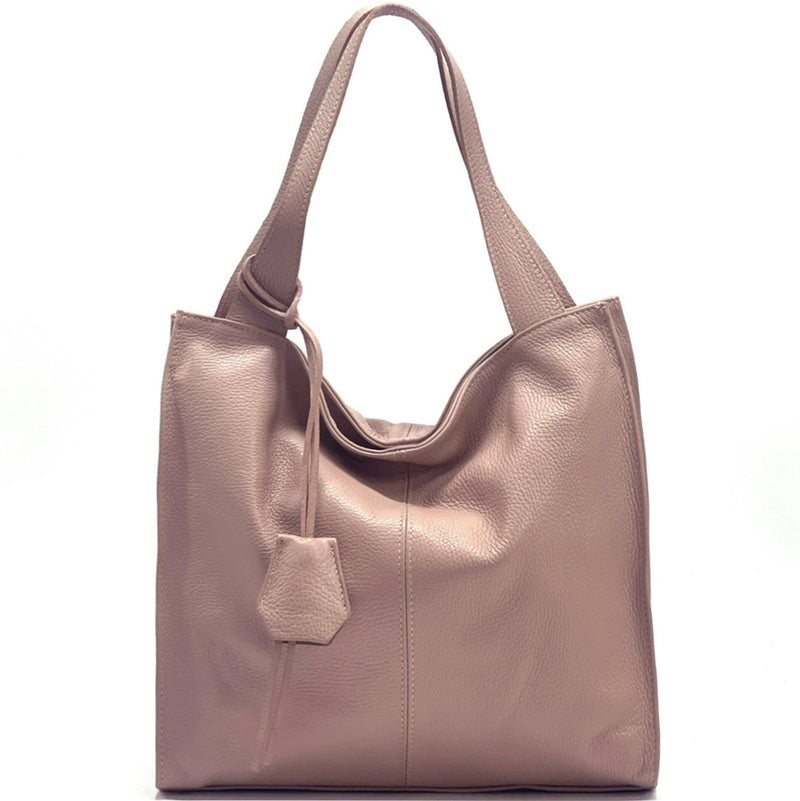 Zoe leather shoulder bag in antique pink