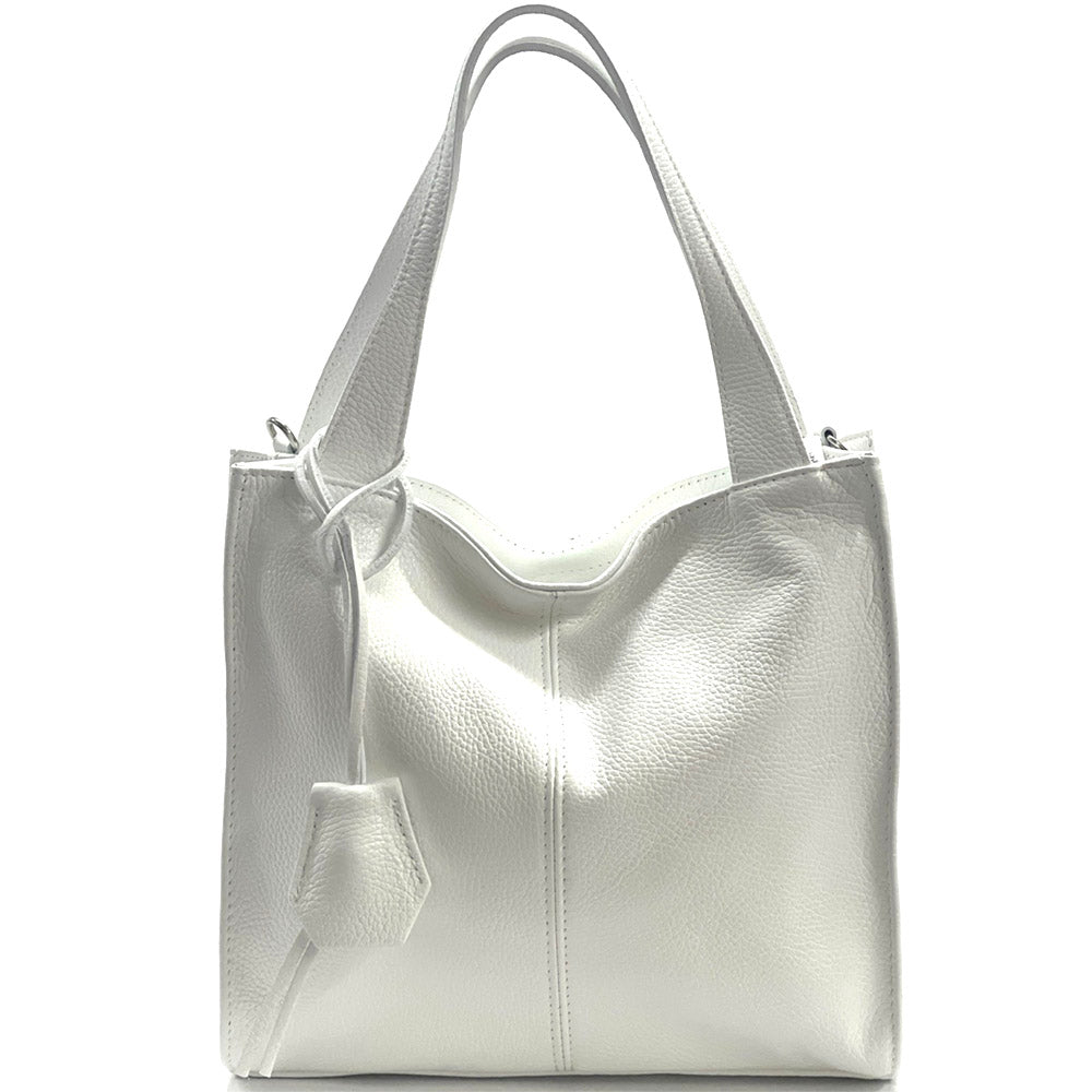 Zoe leather shoulder bag in white