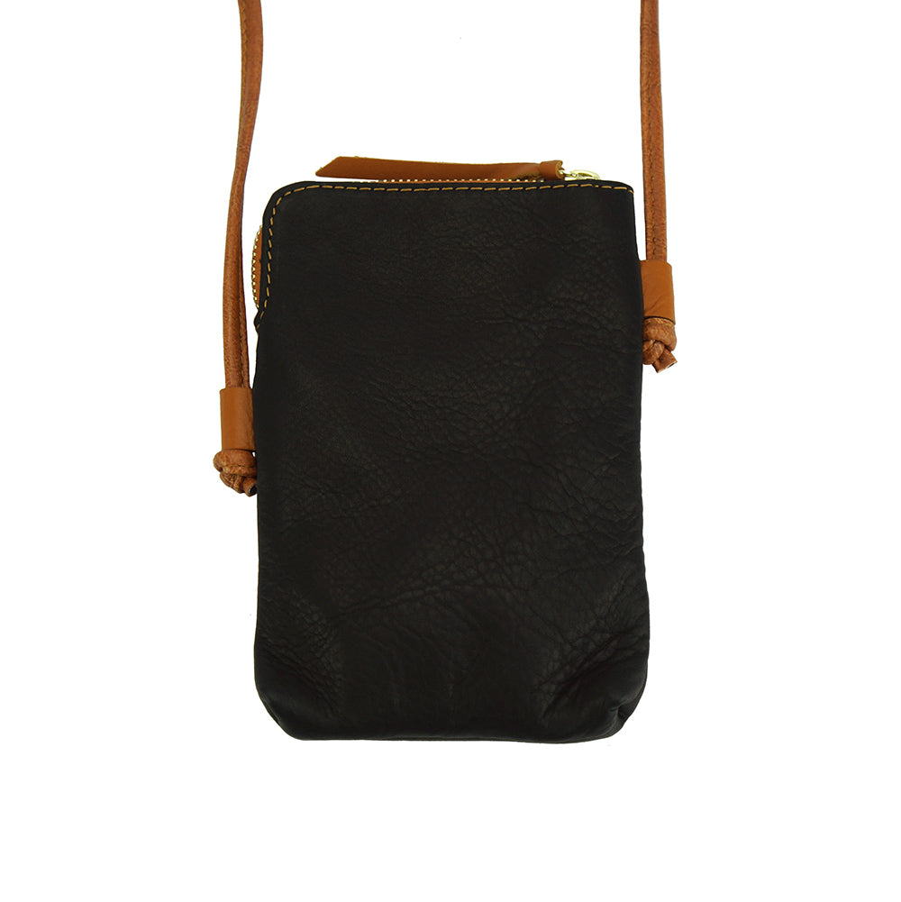 Back view of Adriana Cross-body leather bag in black