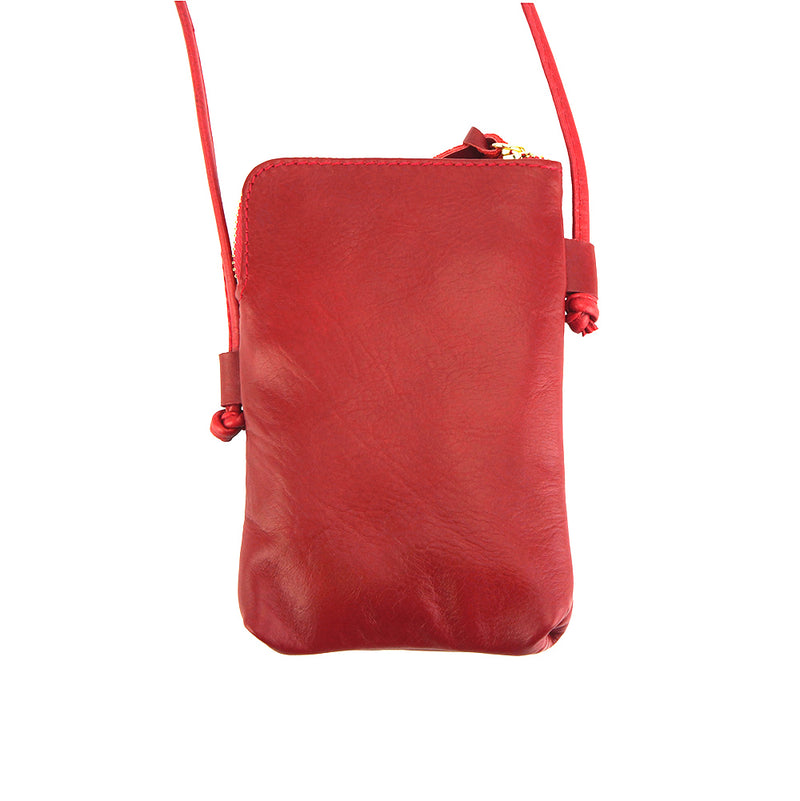 Adriana Cross-body leather phone bag in red
