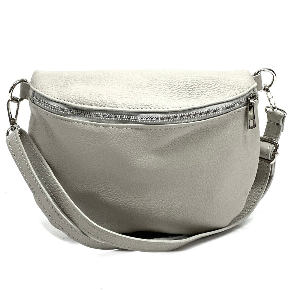 Waist bag in leather Vivaldo - Light Taupe color