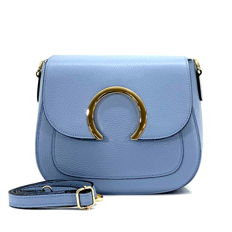 Clara leather Cross-body bag in the color light cyan