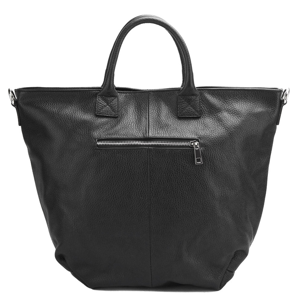 Raffaella black leather tote bag