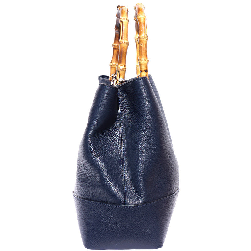 Side view of Fabrizia Tuscany Leather Handbag in blue