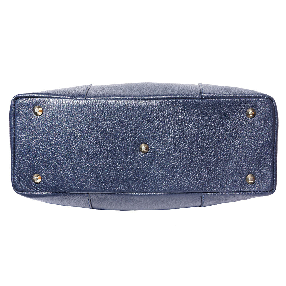 Bottom view of Fabrizia Tuscany Leather Handbag in blue