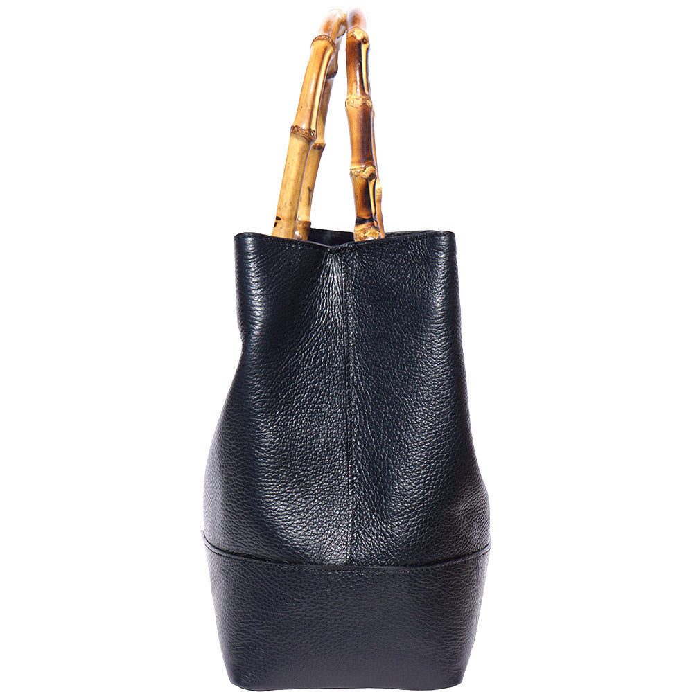 Side view of Fabrizia Tuscany Leather Handbag in black