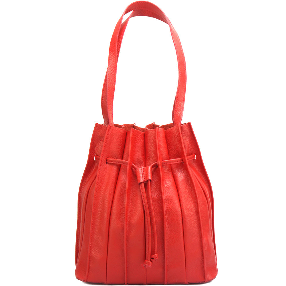  Amalia Leather Bucket Bag in Red